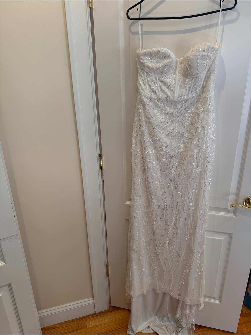Lulu's Ivory Beaded Strapless Mermaid Dress